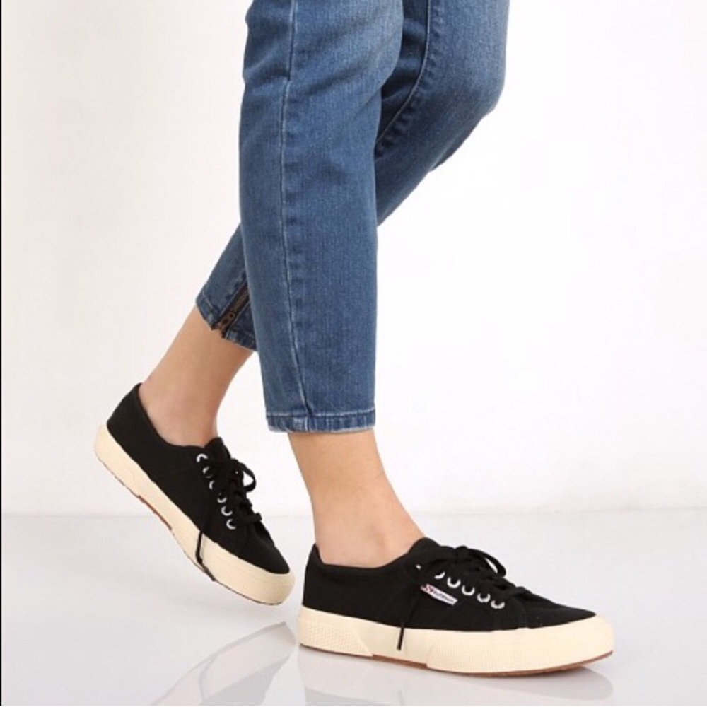 SUPERGA Black Canvas Lace Ups Sneakers